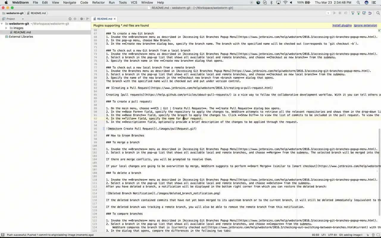 Webstorm Create Pull Request